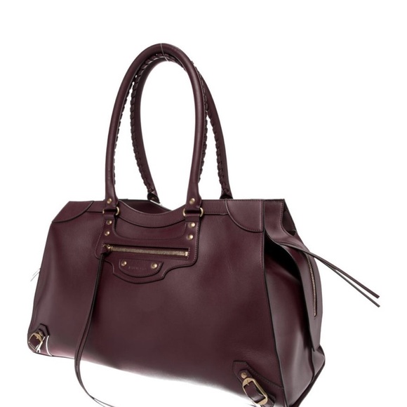 Balenciaga Neo Classic Burgundy Box Leather Travel Bag - Picture 2 of 5